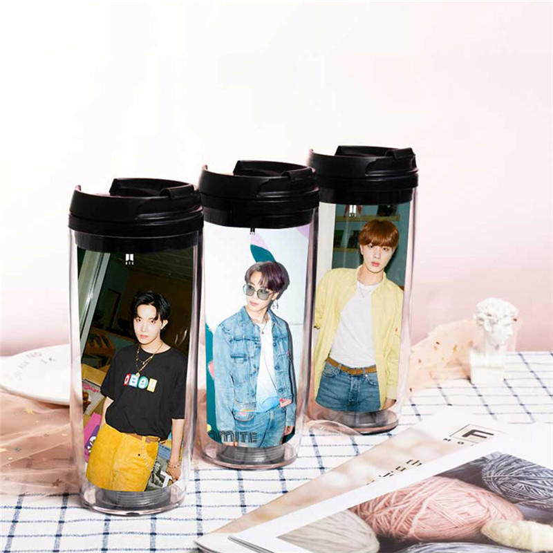 KPOP Bình Nước Hai Lớp In Hình Bts Bt21 Dễ Thương