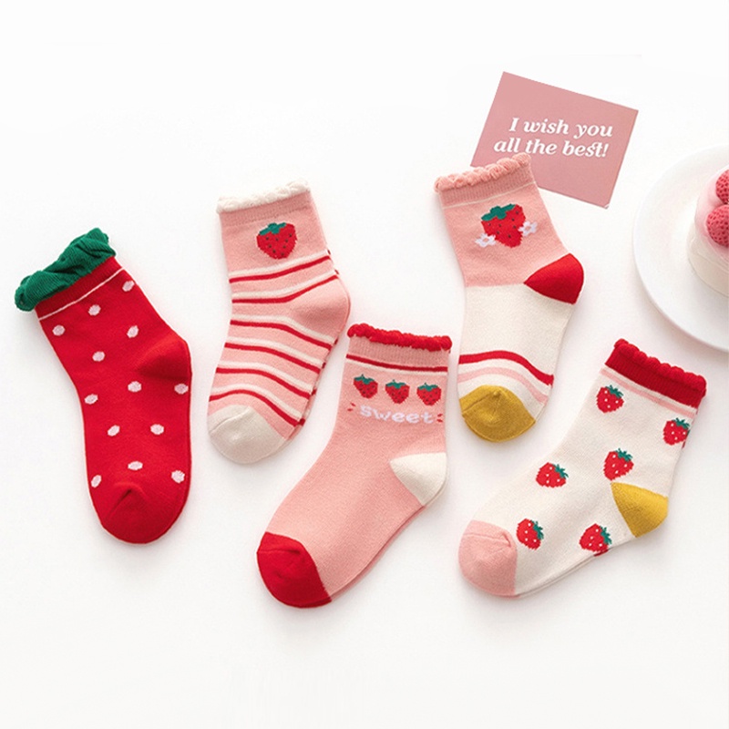 Set 5 Đôi Vớ Cotton Thoải Mái Chất Lượng Cao In Họa Tiết Hoạt Hình Cho Bé Trai Và Bé Gái 1-12 Tuổi