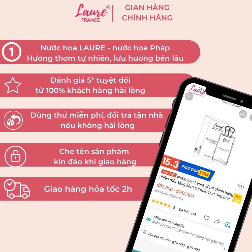 Nước hoa nữ cao cấp Laure 30ml chính hãng nhiều mùi