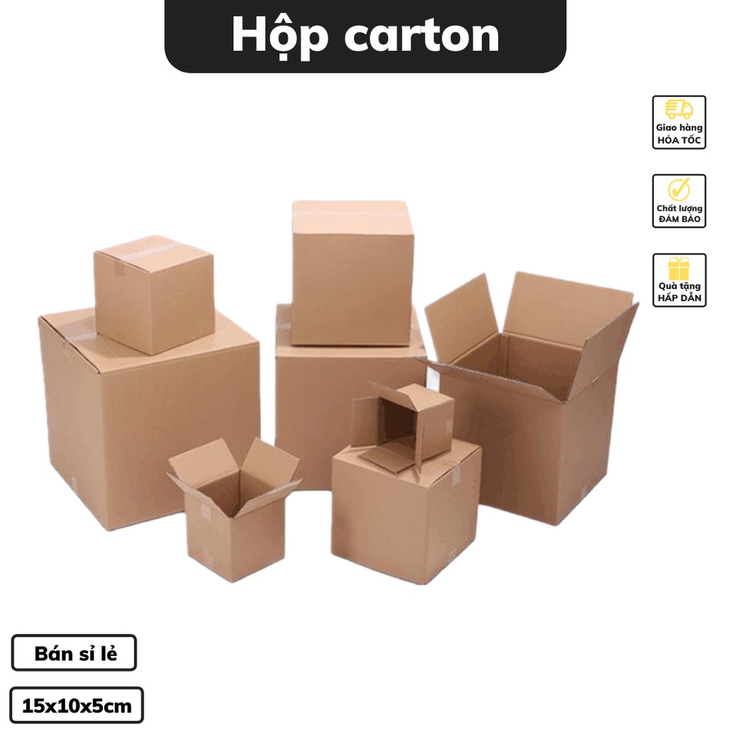 Hộp bìa carton 15 x 10 x 5 cm đóng hàng dày 3 lớp đảm bảo chắc chắn nhiều kích thước có bán sỉ lẻ