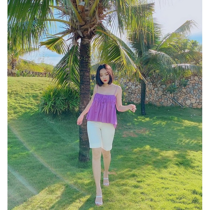 Set bộ áo dây phối quần thun lửng đi du lịch | đi chơi biển | đi dạo | mặc nhà dễ thương