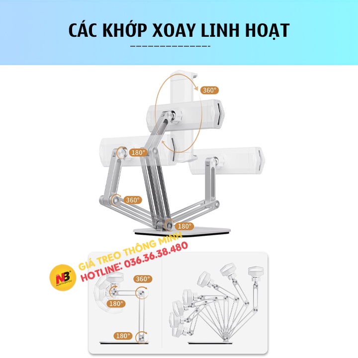 Giá đỡ Ipad Iphone Galaxy Tab P47 dạng kẹp máy tính bảng tablet xoay 360 độ - Chuyên dụng cho học sinh học Online