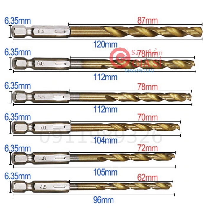 Bộ 13 mũi khoan HSS chuôi lục giác 1.5 - 6.5mm ❤️freeship❤️