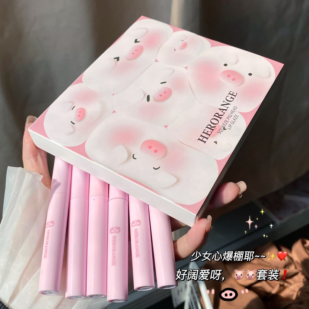 Set 6 Son Kem Lì Mịn Mượt Như Nhung Kháng Nước Và Lâu Trôi Dễ Thương Kèm Hộp Quà