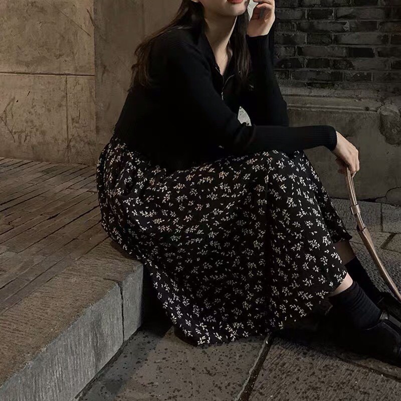 Chân váy dài hoa nhí Vintage dáng xòe | BigBuy360 - bigbuy360.vn