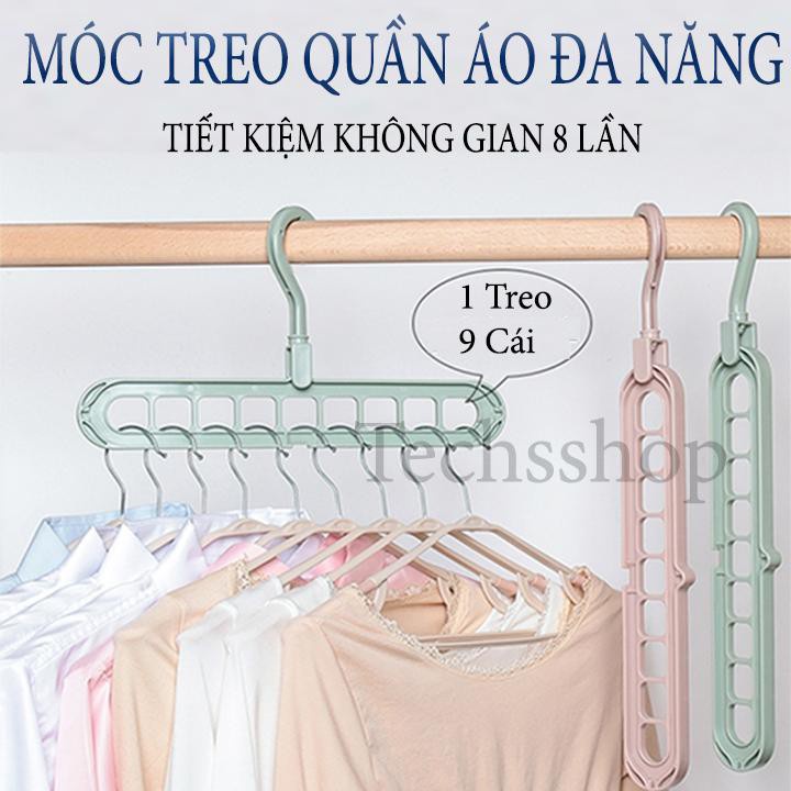 Móc treo quần áo đa năng thông minh 9 lỗ gấp gọn, Móc phơi quần áo đa năng thu gọn 9 ô móc - ship siêu tốc nội thành