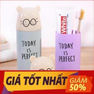 [TT1205]Hũ Đựng Bàn Chải Kem Đánh Răng Du Lịch Mặt Gấu GB 1