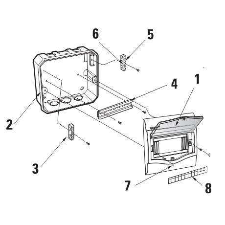 Tủ điện mặt nhựa bóng , đế nhựa chứa 5-8 Module SINO V4FC5/8SA