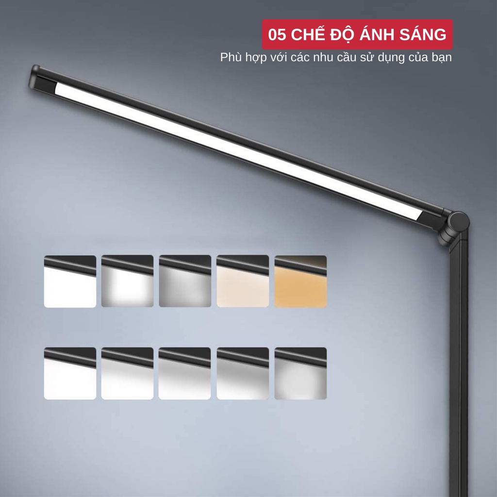 Đèn Học Để Bàn Đọc Sách, Làm Việc Elights TD-621 Cảm Ứng Nhôm Cao Cấp,LED Bảo Vệ Mắt, Chống Cận 3 Chế Độ Ánh Sáng