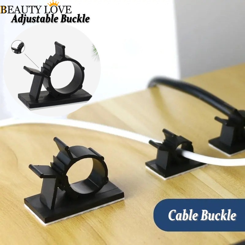 Kẹp Cố Định Dây Cáp / Dây Cáp Tự Dính Bằng Nhựa Màu Đen Có Thể Điều Chỉnh Cho TV / PC / Văn Phòng / Nhà Ở