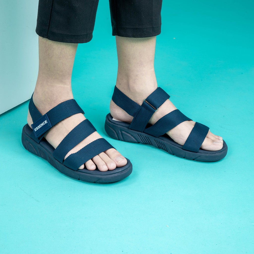 Giày sandal nam nữ ESSENCE xanh navy quai dù đi học đi làm [ẢNH THẬT]