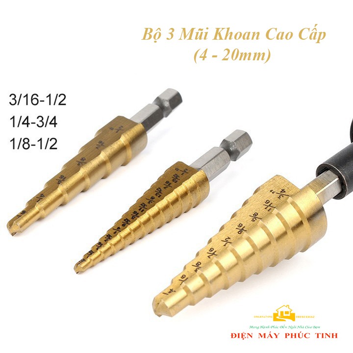Bộ 3 mũi khoan tháp