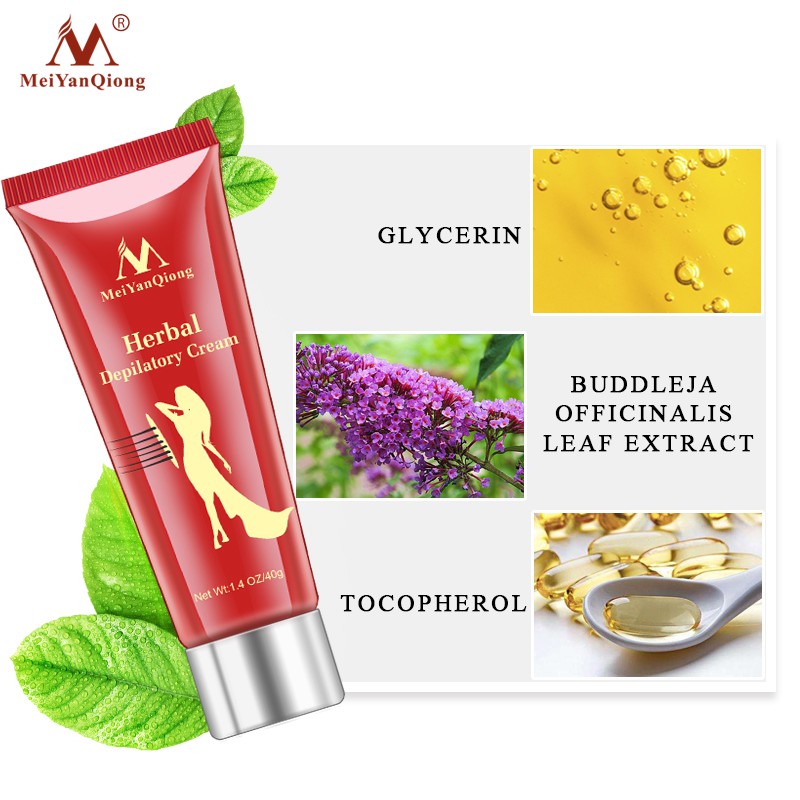 MeiYanQiong Kem Tẩy Lông Không Dau Cho Nam Và Nữ Tẩy Lông Vĩnh Viễn Dưới Cánh Tay chân, tay, bikini, vùng kín, an toàn và không gây không gây kích Ứng Và Đau Với 40g