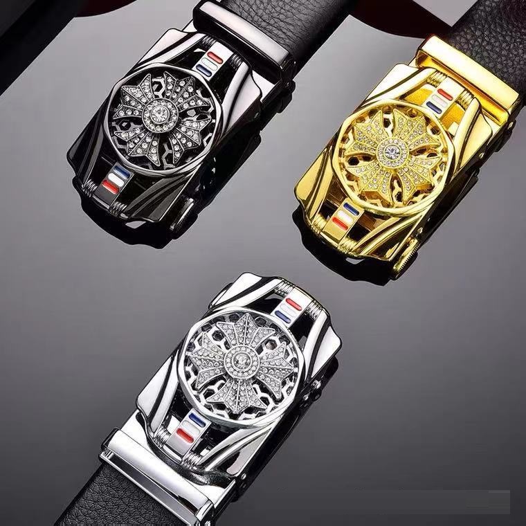 Thắt lưng nam da bò nguyên miếng, dây nịt mặt khóa xoay tự động thông minh