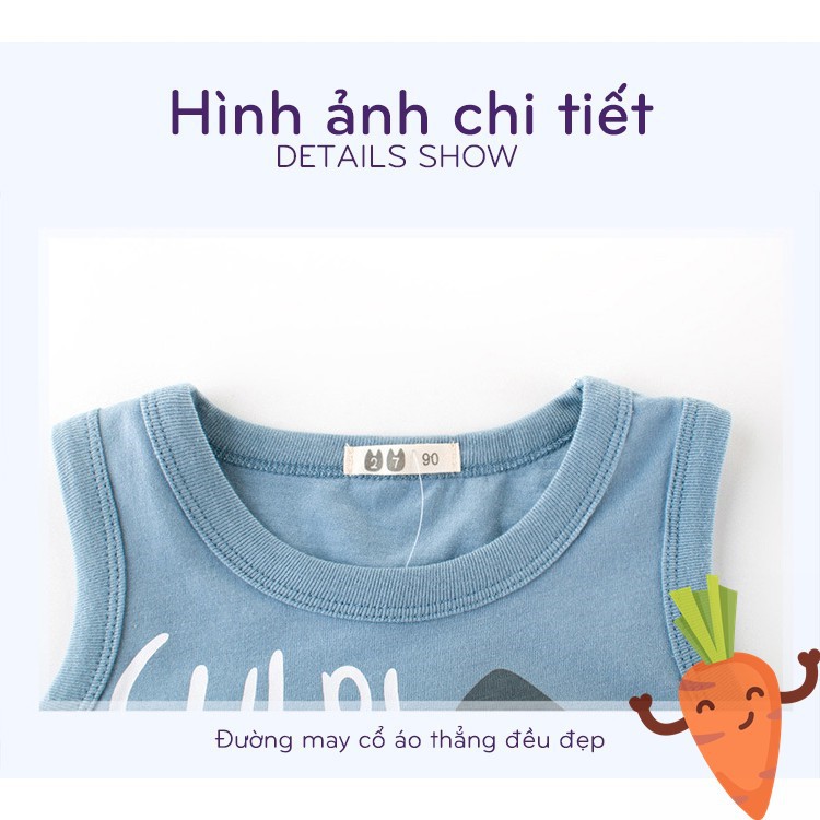 Áo ba lỗ bé trai 27KIDS in hình ngộ nghĩnh chất cotton hàng xuất Âu Mỹ CAROBY A3L01