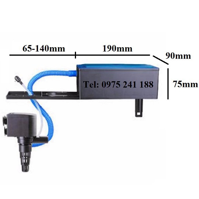 Máy lọc máng 188 cho bể cá - Vừa bơm vừa lọc vừa thổi khí oxi