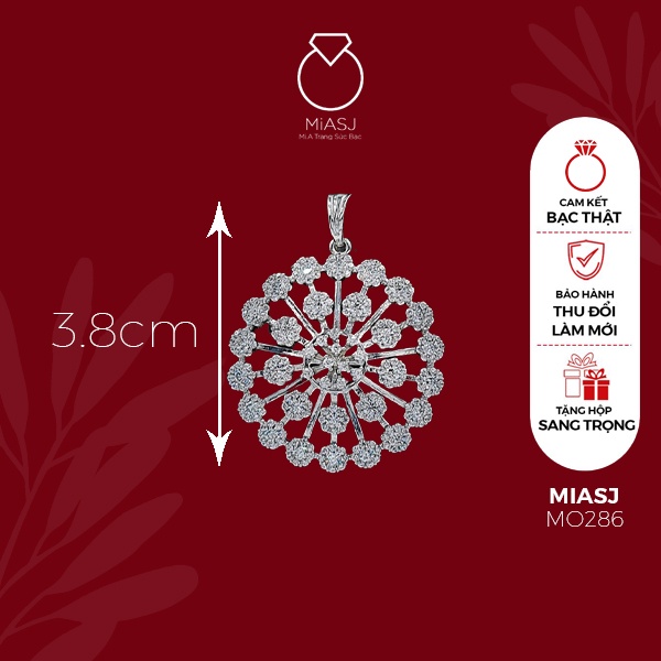Mặt dây chuyền nữ Bạc Ý S925 MiASJ mặt xoàng nhiều kiểu đính đá Cz sáng đẹp cao cấp M7