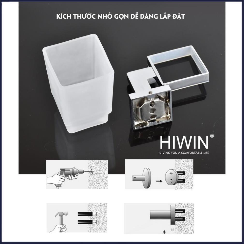Kệ cốc đơn đựng bàn chải nhà tắm cạnh vuông đồng mặt gương cao cấp HIWIN Y-1202