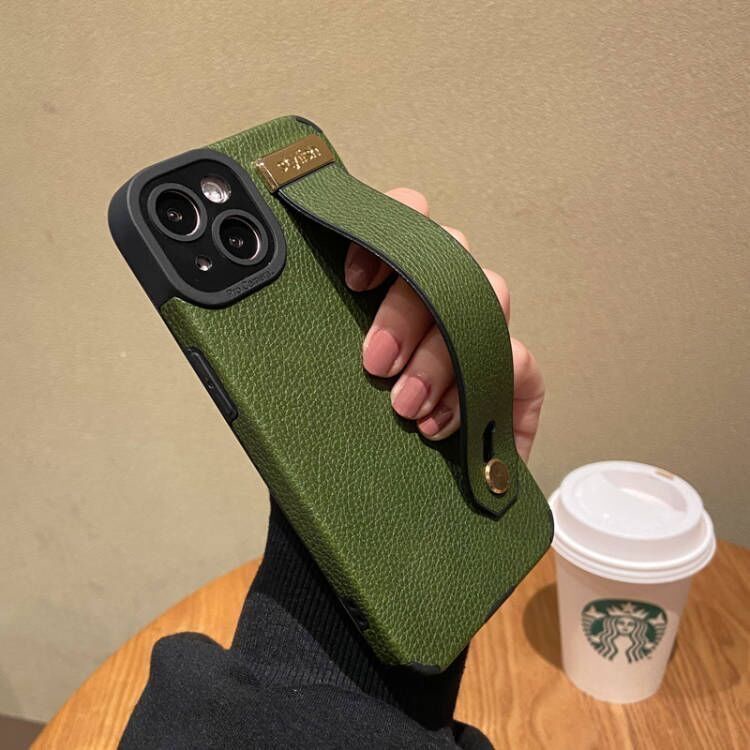 Ốp Điện Thoại Bằng Da Mềm Cao Cấp Có Dây Vòng Tay Cho iphone 14 pro max 13 12 14 plus