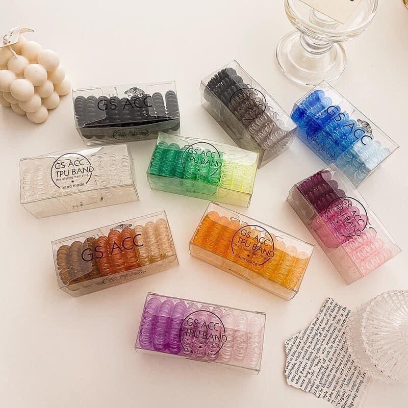 1 dây thun  cột buộc tóc tóc lò xo màu hồng