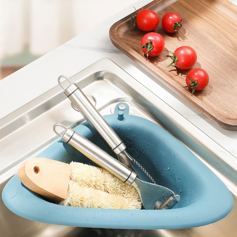 Giá Đỡ Hình Tam Giác Có Giác Hút Gắn Bồn Rửa Chén Tiện Dụng