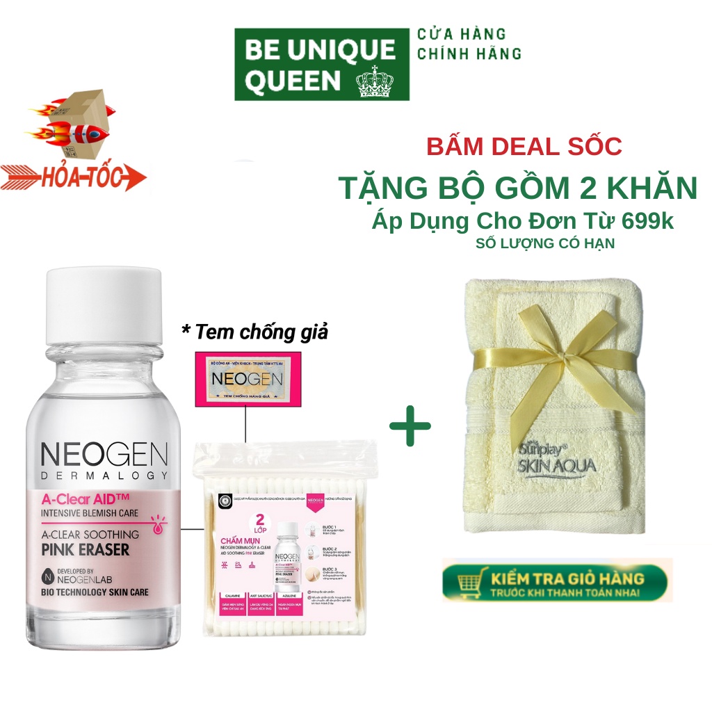 Chấm Mụn Neogen Chính Hãng 2 Lớp Xẹp Mụn Sau 4H -  Neogen Dermalogy A-Clear Aid Soothing Pink Eraser 15ml