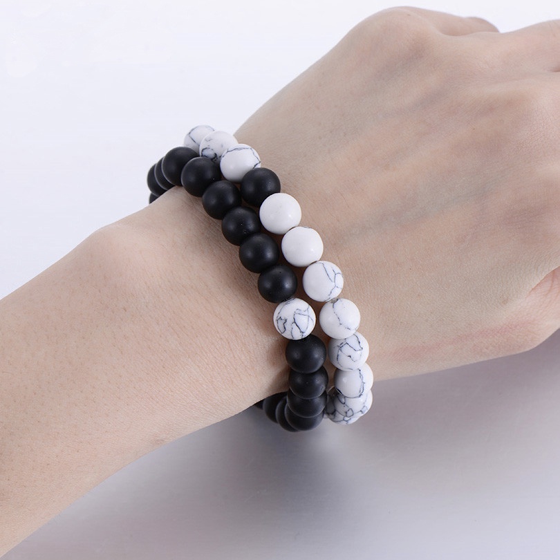 Vòng Tay Chuỗi Hạt Âm Dương Bằng Đá Tự Nhiên Cho Cặp Đôi / Bạn Thân