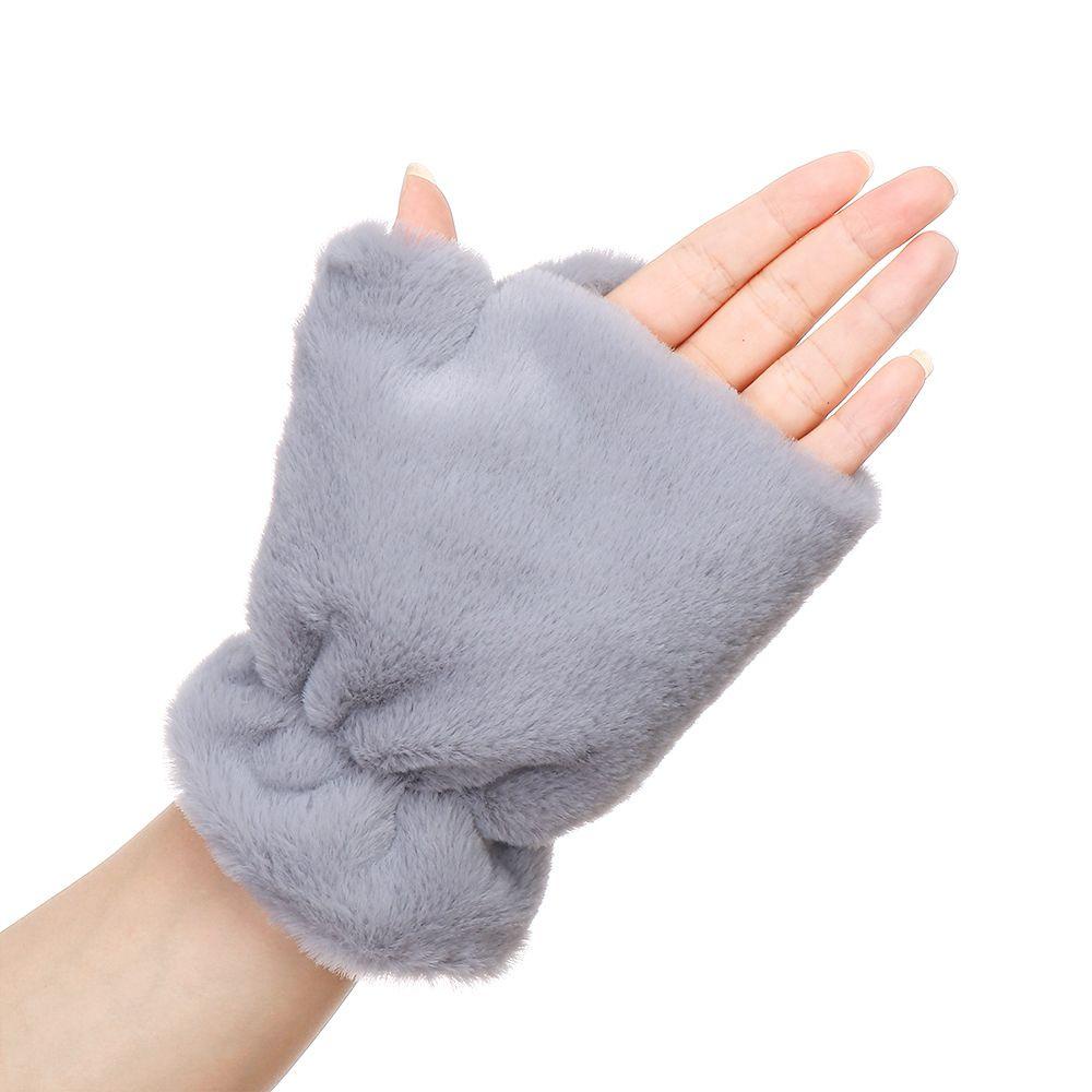 Găng Tay Giả Lông Thỏ Dày Mềm Mại Giữ Ấm