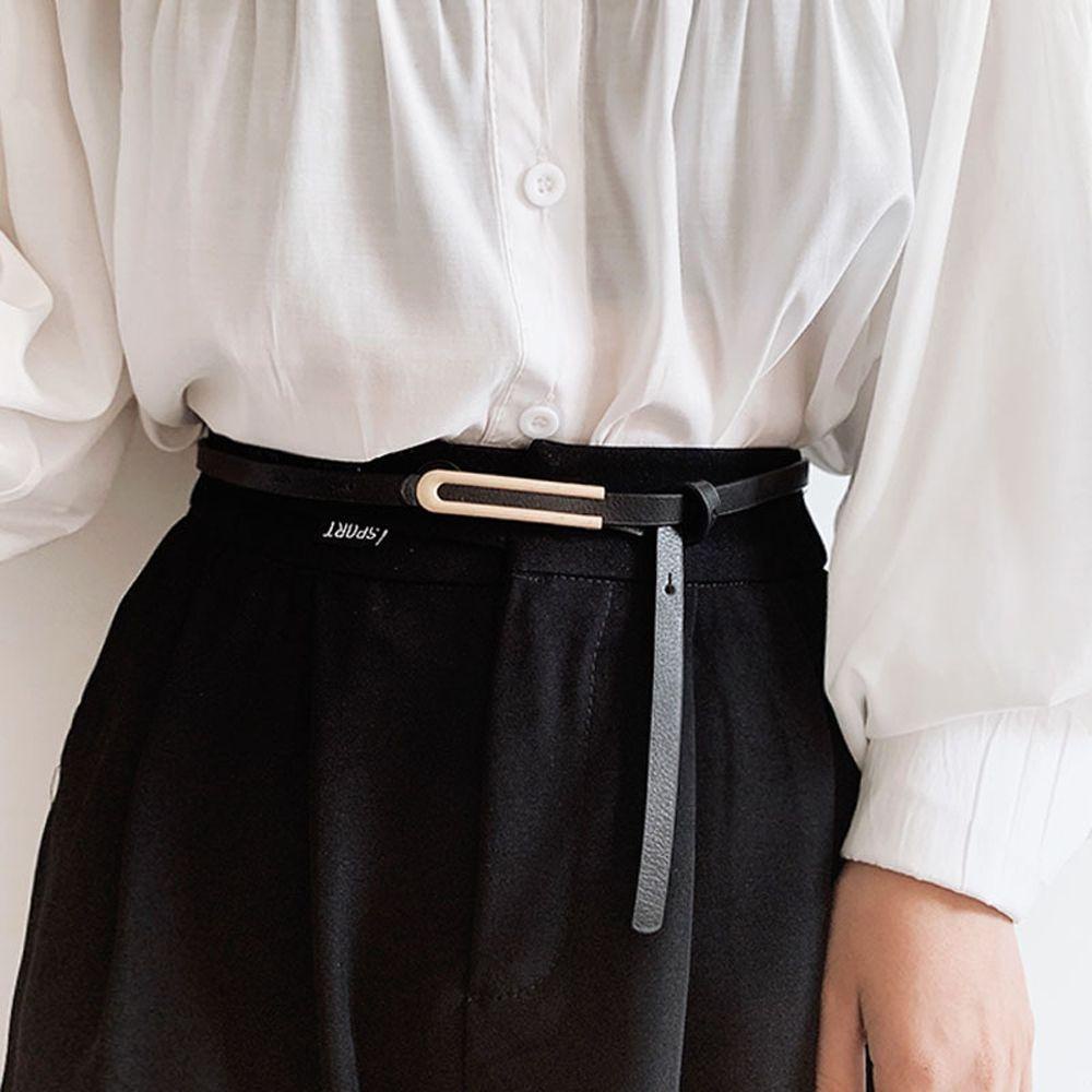 Thắt Lưng Da Màu Trơn Khóa Vuông Đơn Giản Thời Trang Cho Nữ