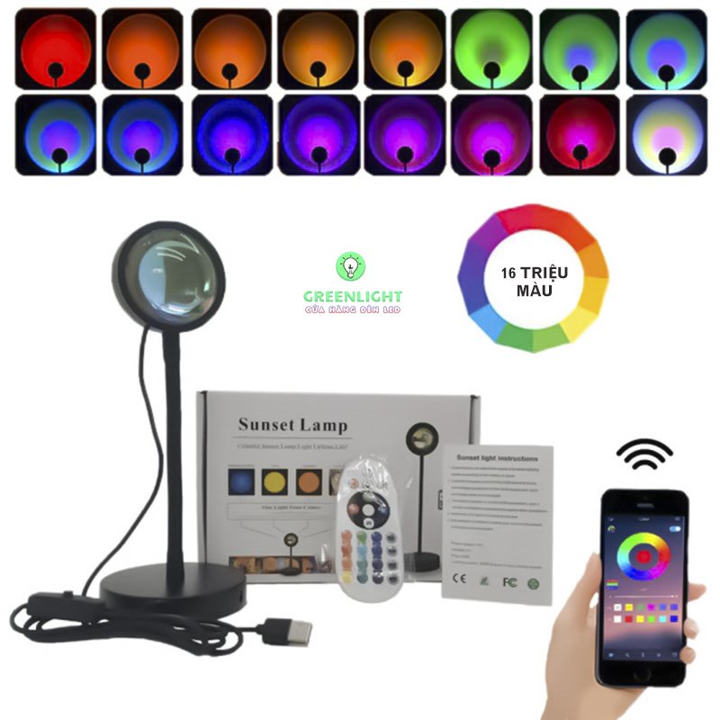 Đèn Hoàng Hôn Đổi màu HOT TIKTOK 16 triệu màu App có remote, Chụp ảnh quay video sống ảo Sunset Rose Blackpink