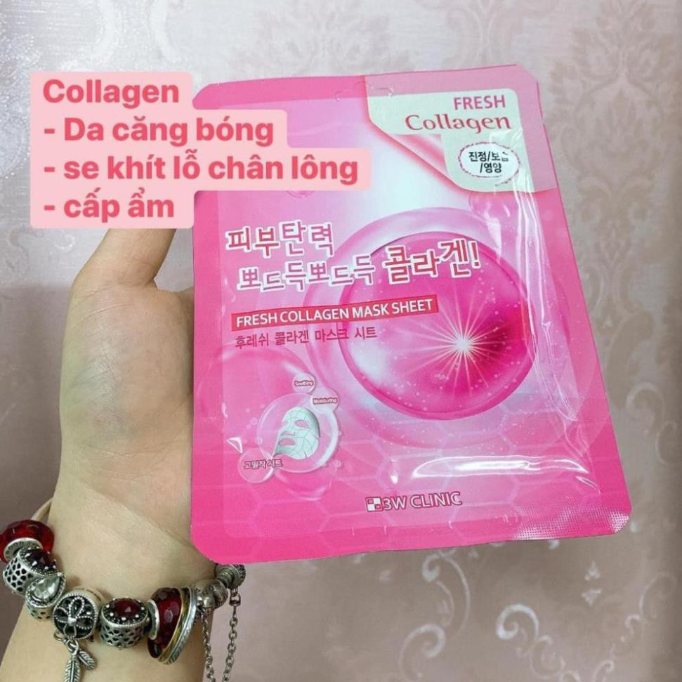 [Đắp là Mê - Hàng Nhập Khẩu] Mặt nạ giấy - Mặt nạ dưỡng da chiết xuất từ Collagen 3W Clinic Hàn Quốc 23ml