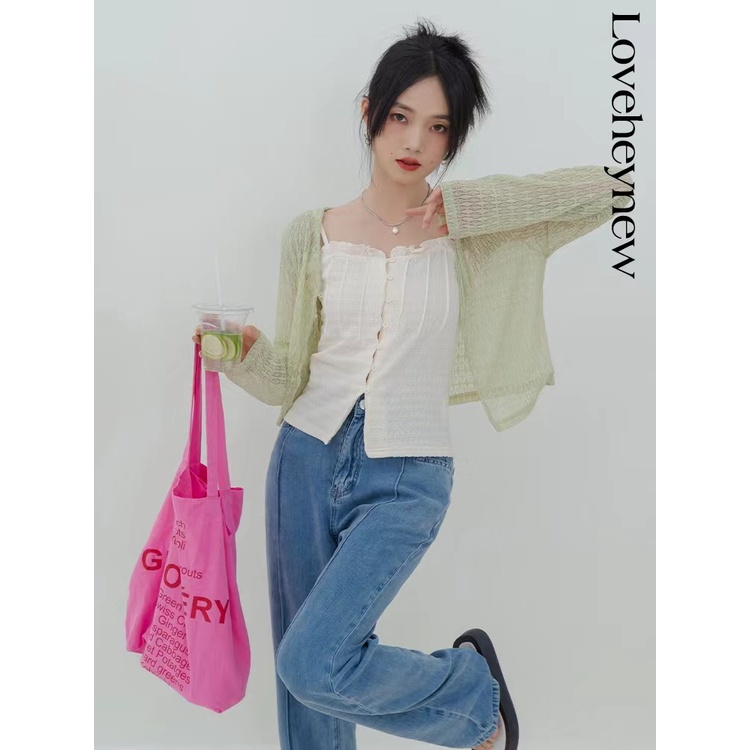 Áo khoác cardigan ren mỏng vừa vặn Thời trang mùa hè
