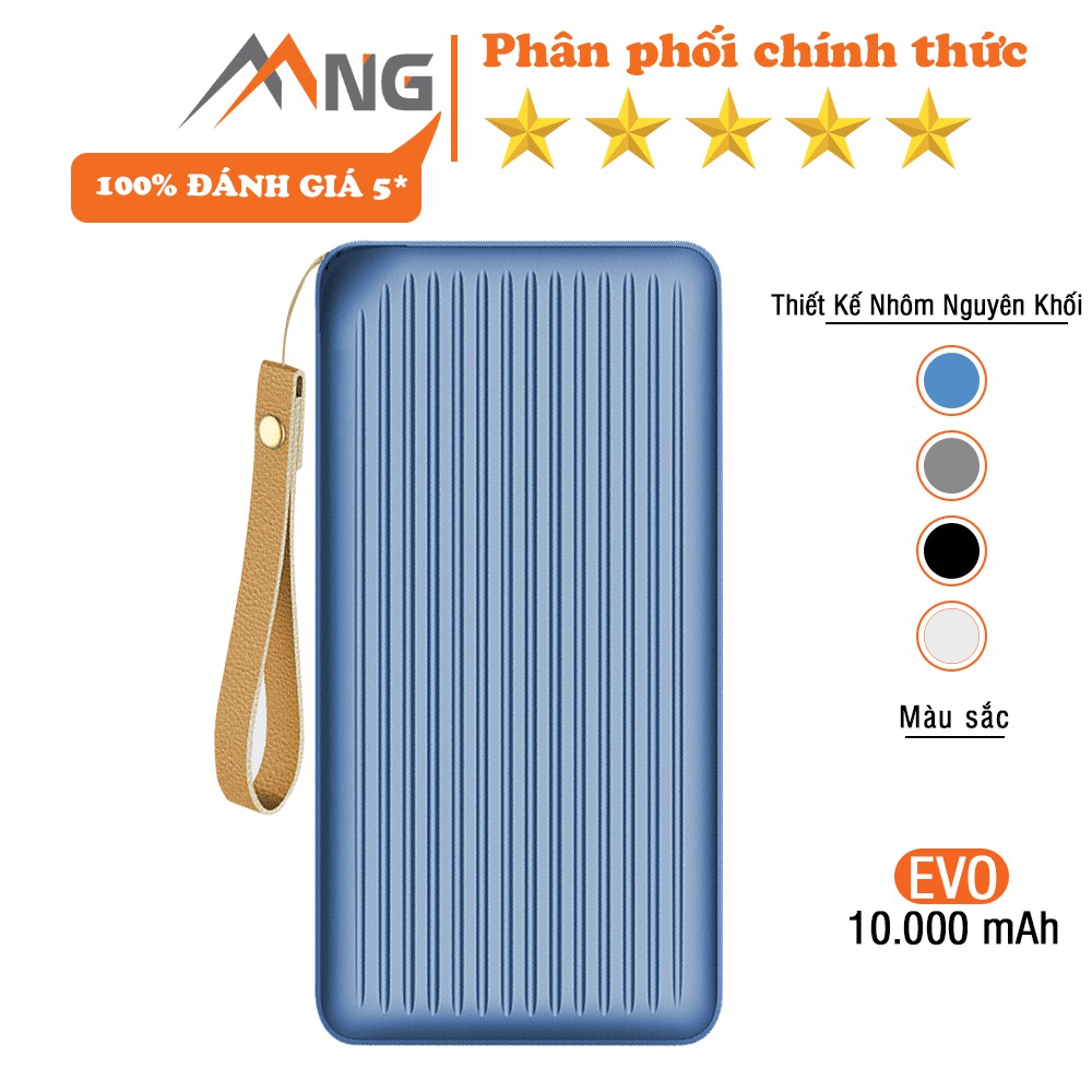 Pin dự phòng nhôm nguyên khối hỗ trợ sạc nhanh iphone Rockspace Evo 10.000 mAh - Hàng chính hãng bảo hành 12 tháng