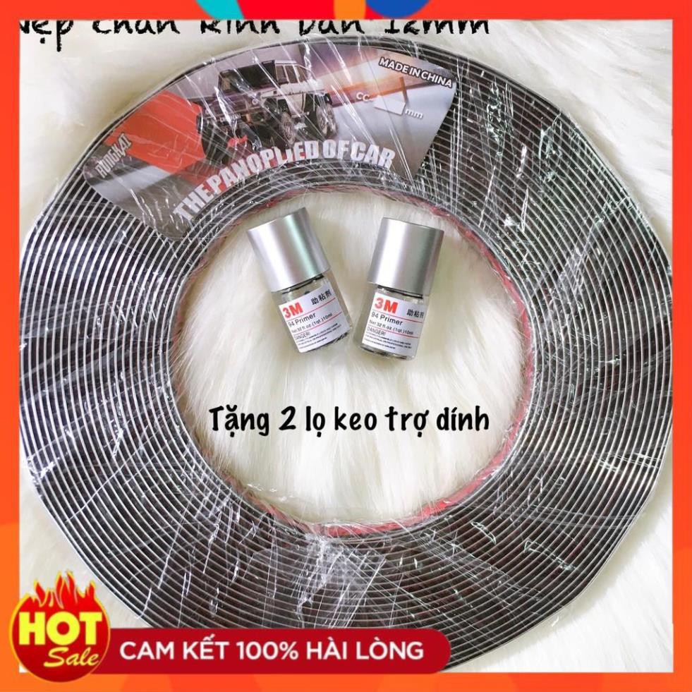 Nẹp Viền Chân Kính Mạ CROM Cao Cấp Dán Chân Kính Xe Hơi Tặng kèm 02 Lọ keo trợ dính 3M