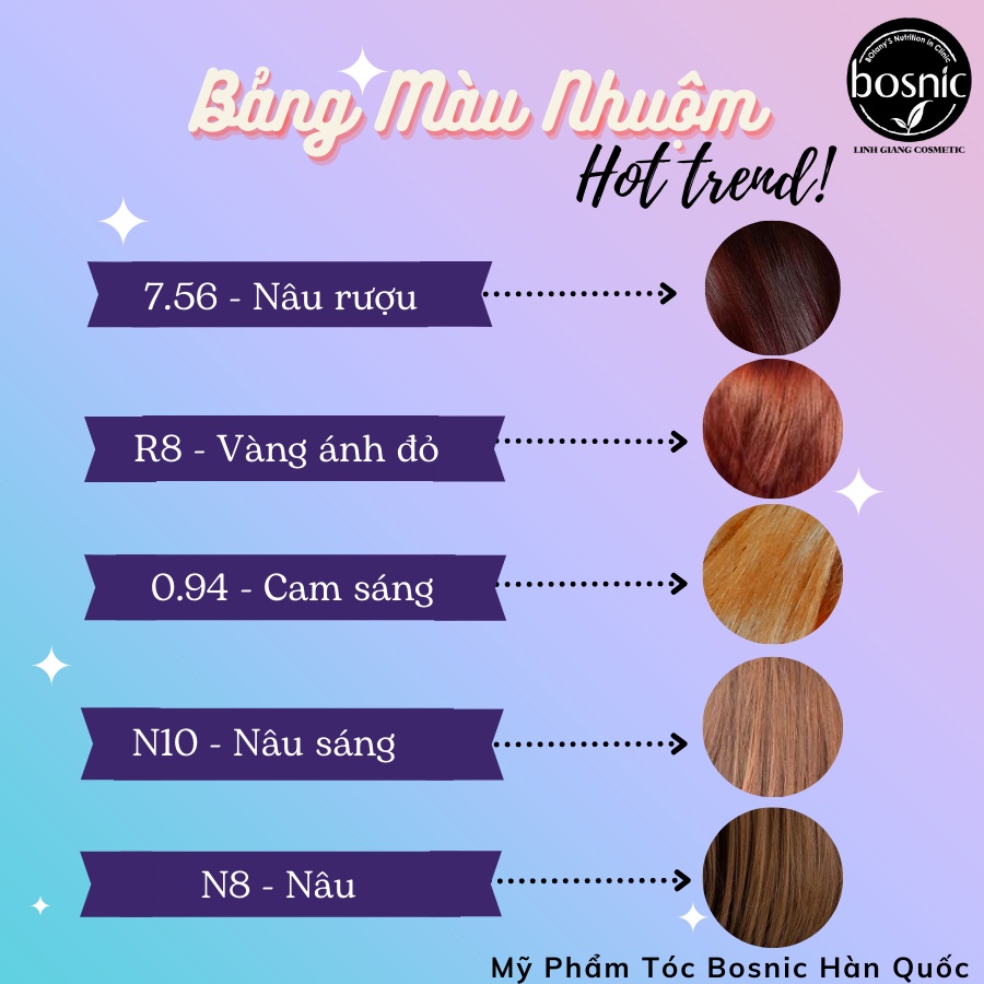 THUỐC NHUỘM MÀU THỜI TRANG BOSNIC 150ML - CHIẾT XUẤT TỪ THẢO DƯỢC