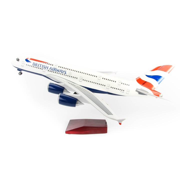 Mô hình máy bay lắp ráp có đèn led British Airways Airbus A380 47cm Everfly