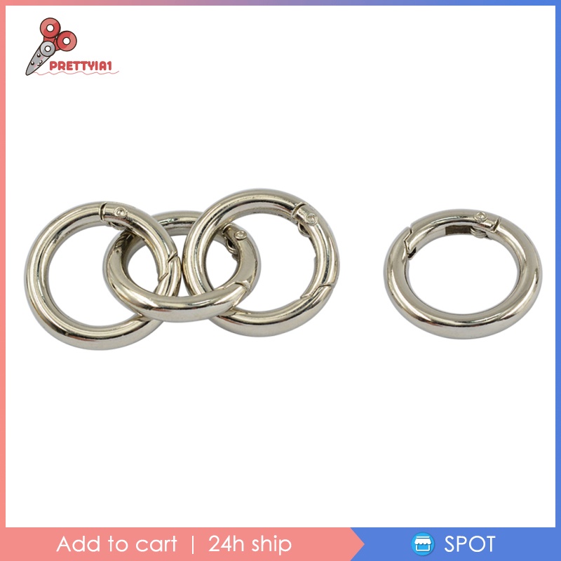 1 [Prettyia] Set 10 Móc Lò Xo Tròn Bằng Hợp Kim Bạc Cho Dây Đeo Túi Xách
