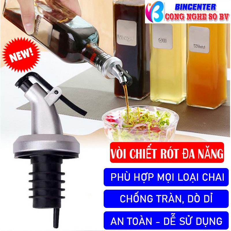 Vòi chiết rót đa năng, rót dầu ăn, gia vị chống rò gỉ, Vòi rót kiêm nắp đậy phù hợp mọi loại chai
