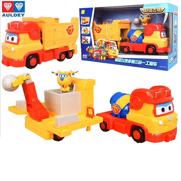 Siêu xe công trình khổng lồ và máy bay donnie thông minh cỡ nhỏ đồ chơi mô hình nhân vật super wings đội bay siêu đẳng