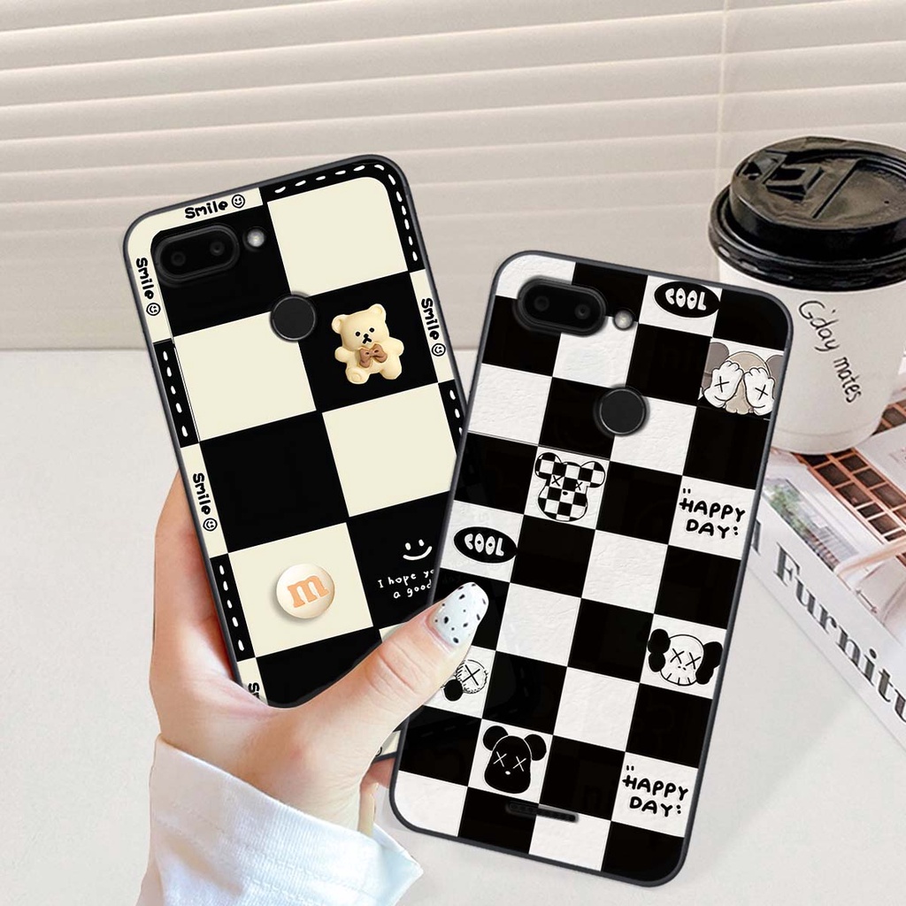 Ốp Xiaomi Redmi 6 gấu Bear rick caro vuông thời trang siêu đẹp