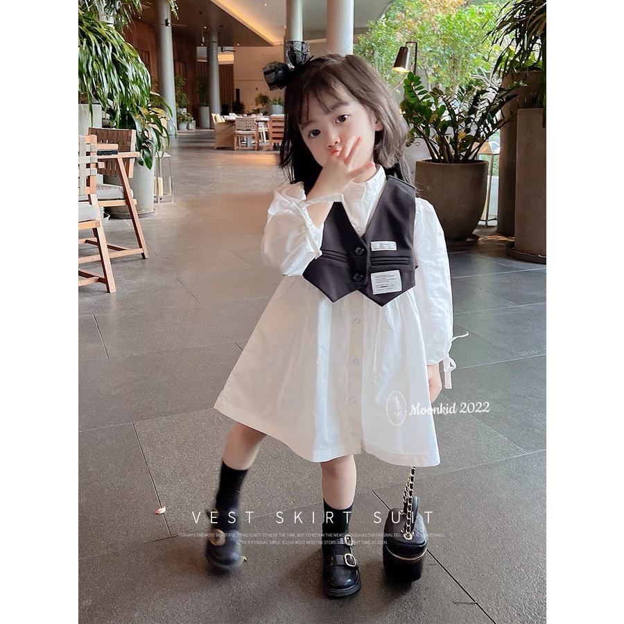 Váy thô Thêu hoa dài tay cho bé gái