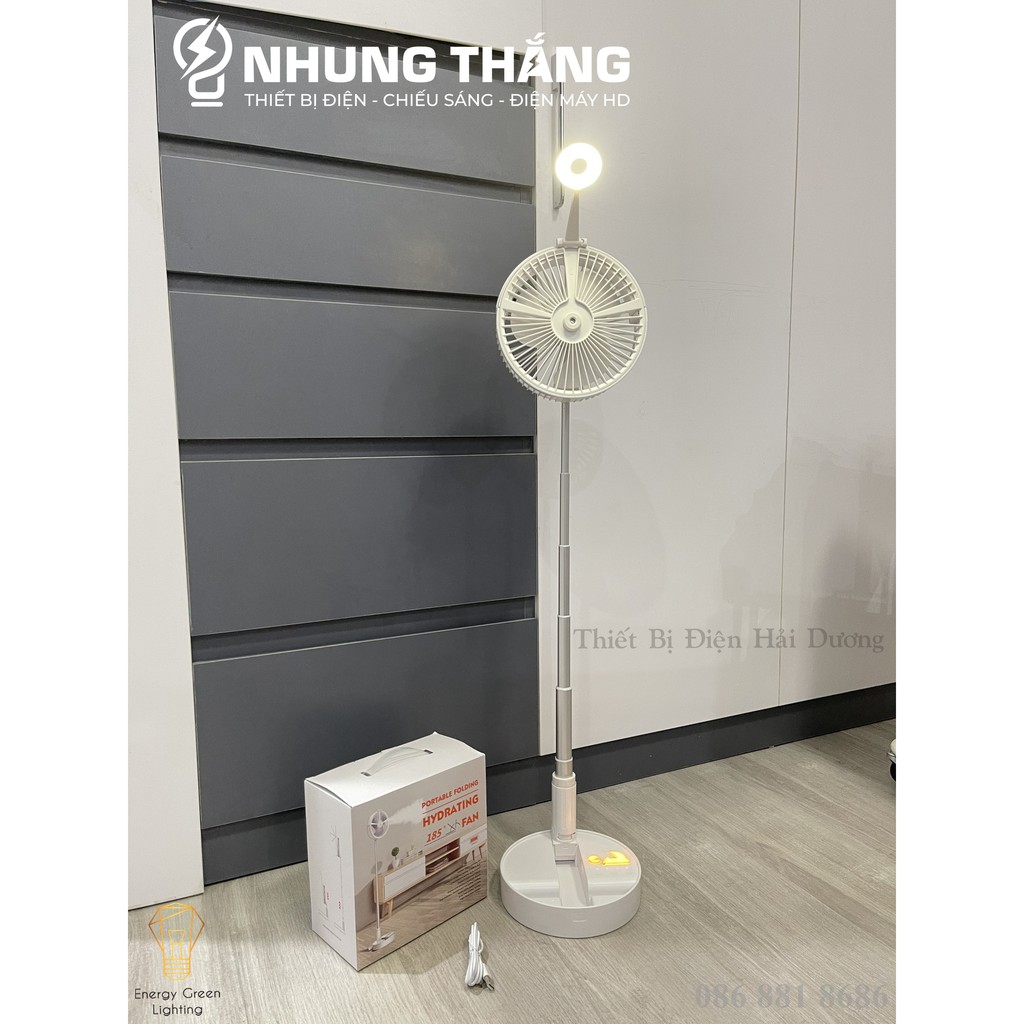 Quạt Tích Điện Phun Sương Có Đèn 3 Kiểu Dáng Thông Minh TN135  - Energy Green Lighting - Bảo hành 18 tháng
