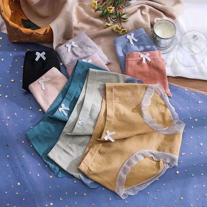Quần Lót Nữ Cotton Viền Ren Đính Nơ Đơn Giản Trẻ Trung, Mềm Mại, Thoáng Mát - Subo Shop