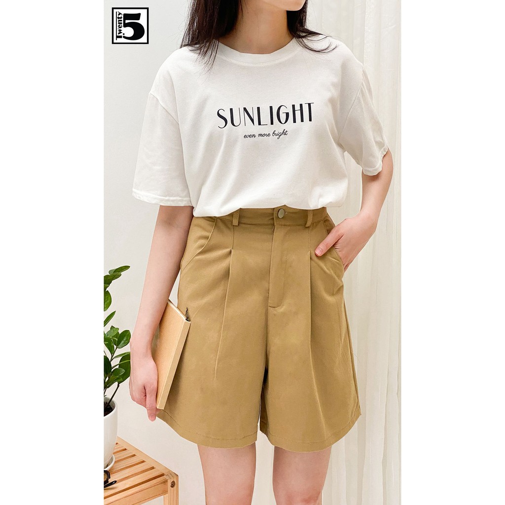 Quần short kaki mỏng, cạp cao Twentyfive 3726
