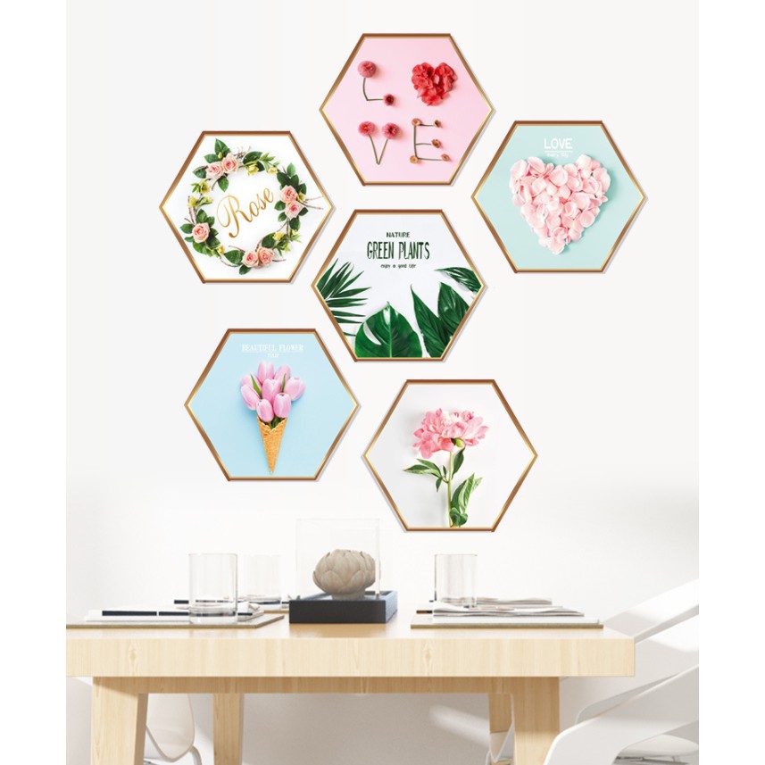 Decal dán tường 6 Khung tranh hoa hồng mẫu mới