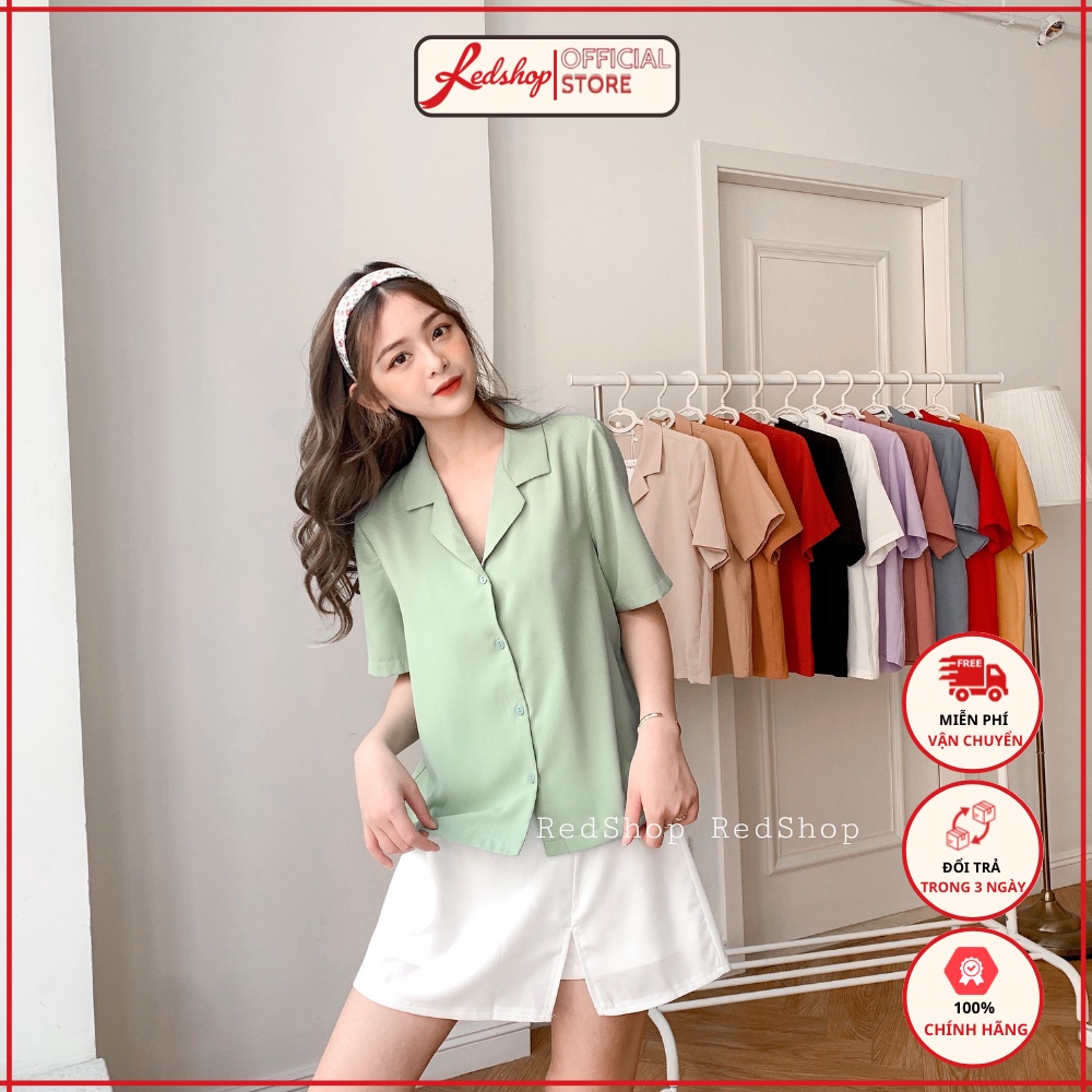 Áo Sơ Mi Nữ Basic Tay Lỡ Cổ Vest Kiểu Dáng Hàn Quốc Đủ Màu REDSHOP_27824