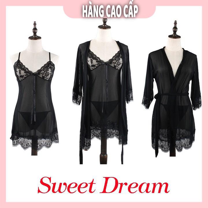 Váy ngủ sexy ren hoa ngực kèm áo choàng ngủ và chip lọt khe quyến rũ với 4 màu siêu hot | BigBuy360 - bigbuy360.vn