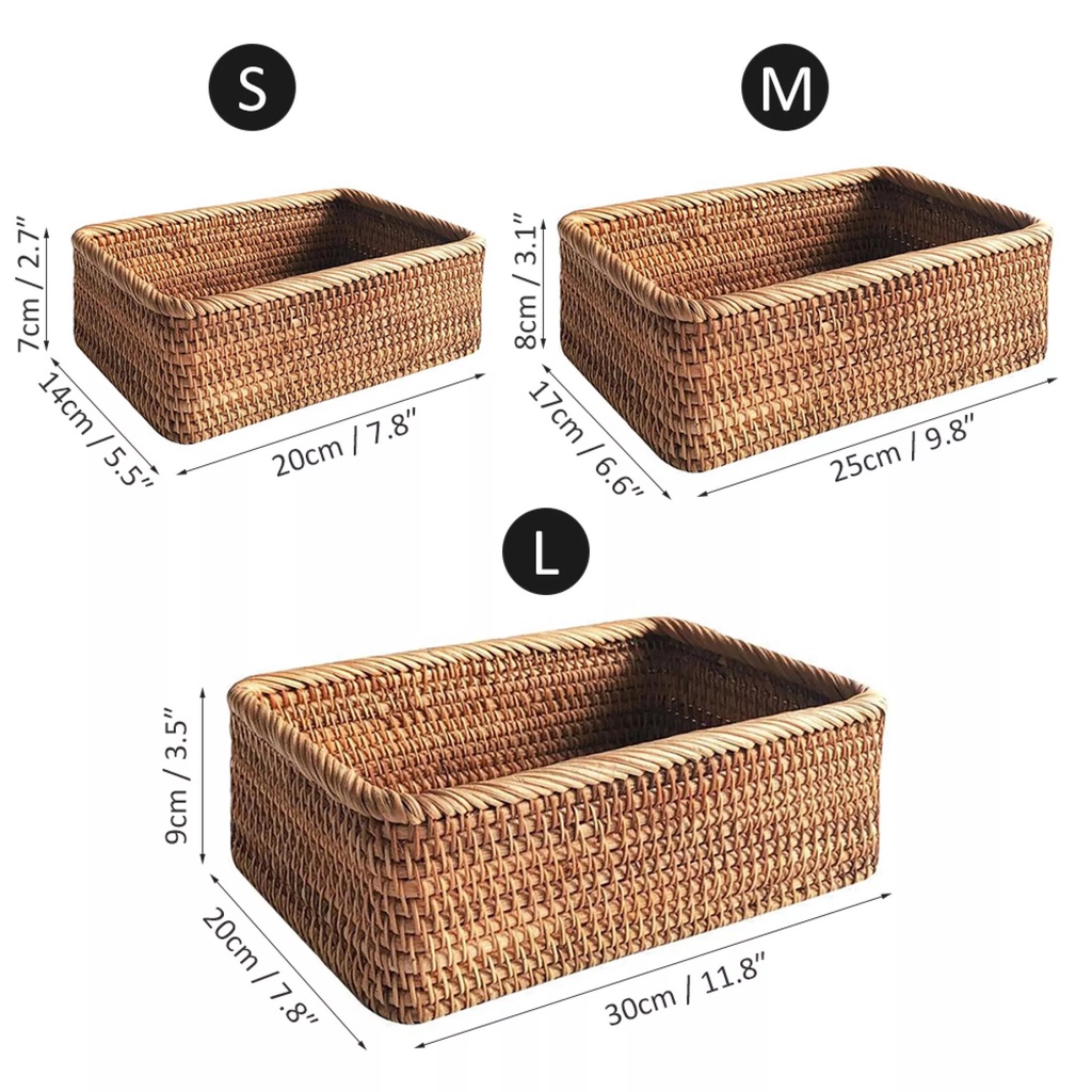 Khay Mây Giỏ Mây Đựng Đồ Đa Năng Chữ Nhật Pii Home