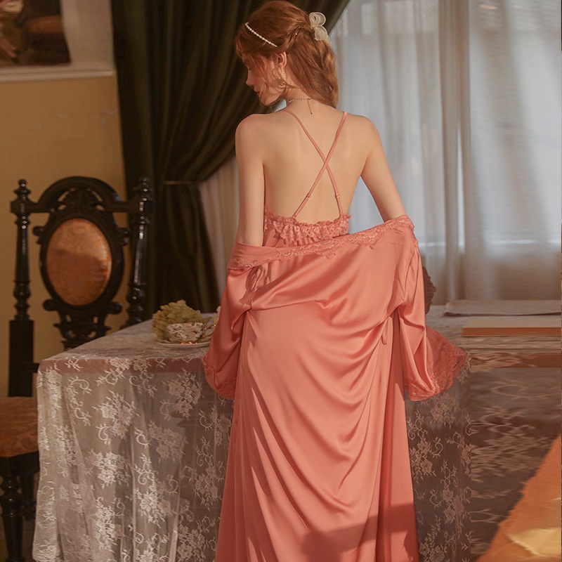 Đầm Ngủ Hai Dây Dáng Dài Màu Sắc Đơn Giản Quyến Rũ Cho Nữ