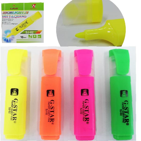Hộp 12 Cây Bút Dạ Quang highlight G-Star SJ02 ( Lá, Vàng, Hồng, Cam )